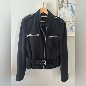 Tommy Hilfiger Women’s Black Wool Blend Moto Jacket - EU L